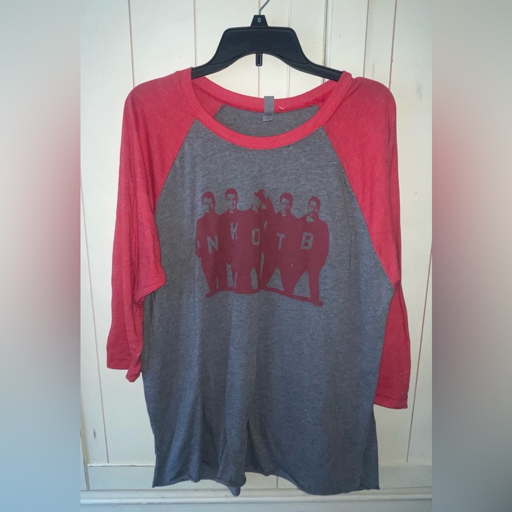 Next Level NKOTB New Kids on the Block Raglan Baseball Tee Gray Red XL